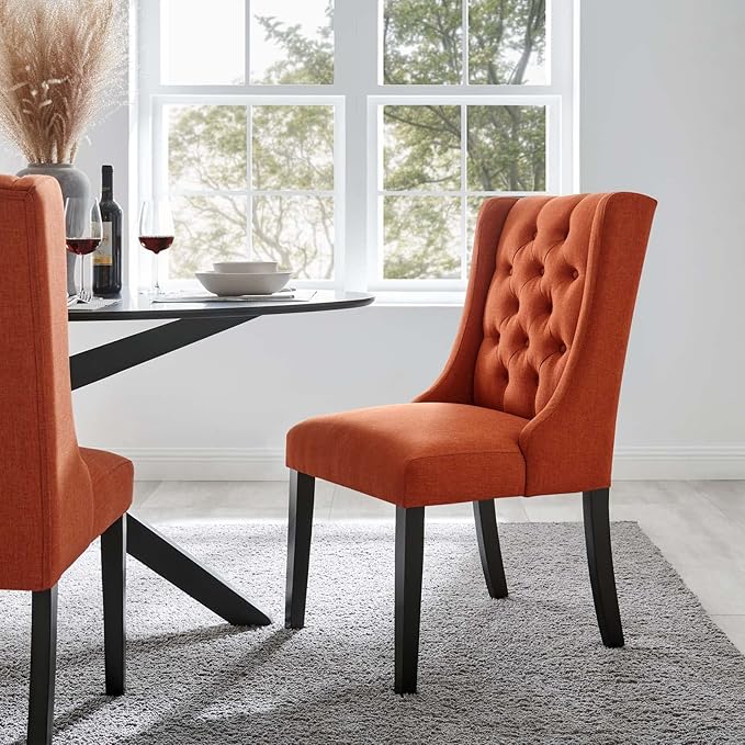 Modway Baronet Button-Tufted Fabric Parsons Dining Chair in Orange