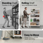 House White 32" W 5 Tier Rolling Pegboard Storage Cart Wheels | Rolling utility cart with lockable wheels and pegboards for kitchen, laundry, pantry and garage storage