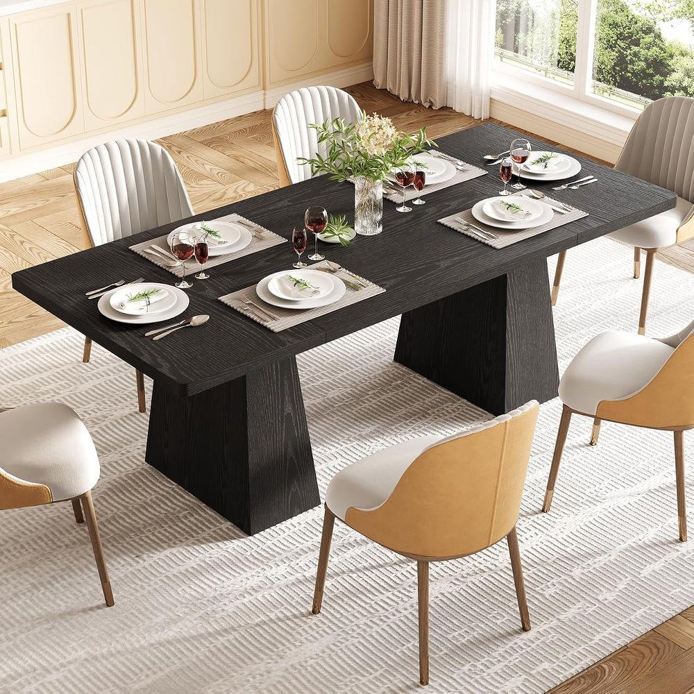 Rectangle Dining Table for 4-6 People,Wooden Table with Heavy Duty Legs