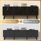 SUPERJARE TV Stand for 55 Inch TV, Entertainment Center with Adjustable Shelf, 2 Cabinets, TV Console Table, Media Console, Solid Wood Feet, Cord Holes, for Living Room, Bedroom, Black
