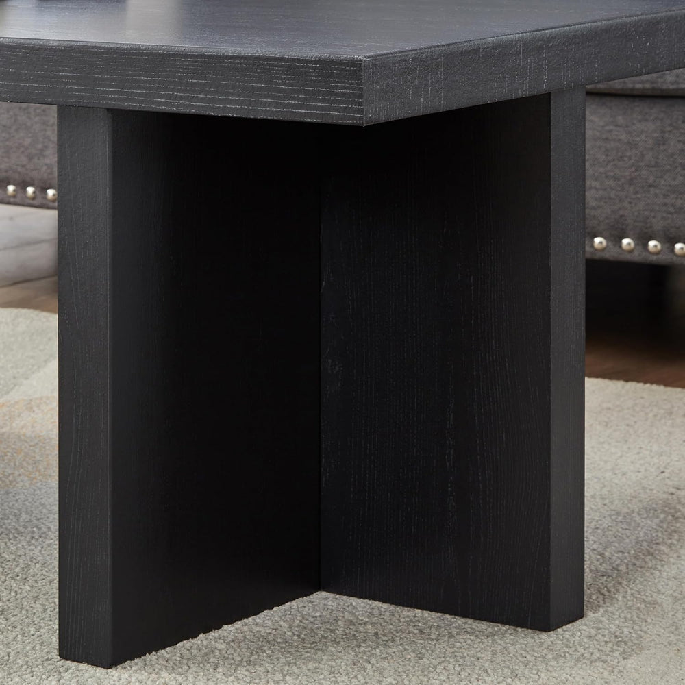 Roundhill Furniture Mchome Square End Table, Nightstand, Black Finish