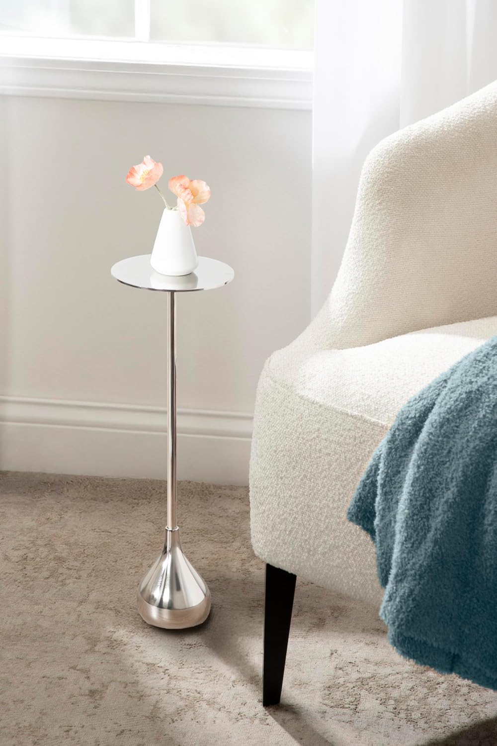 Kate and Laurel Hersi Decorative Modern Pedestal Drink Table, 7 x 7 x 20, Sil...