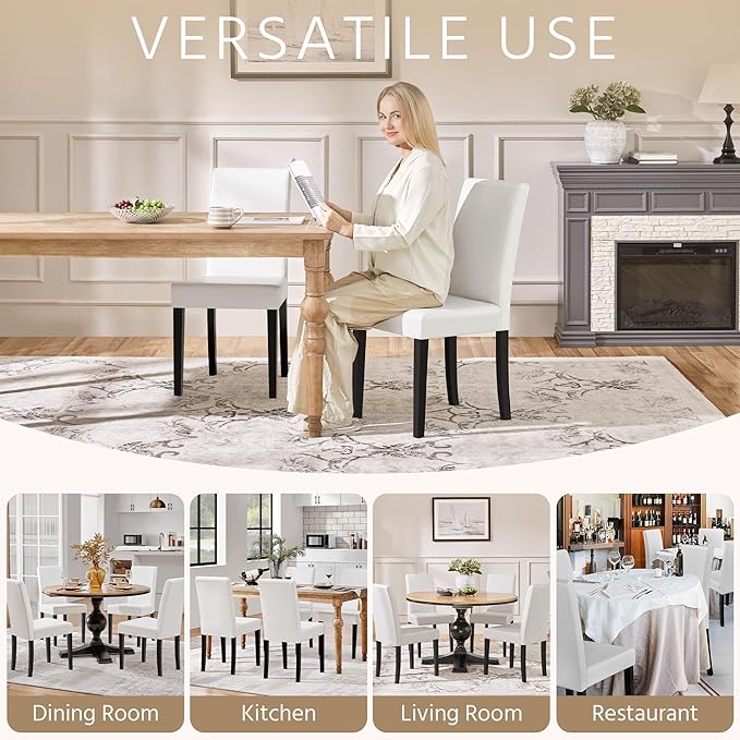 Yaheetech Dining Chairs Set of 6 Faux Leather Modern Dining Room Chairs with ...