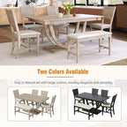 Ball & Cast 6 Piece Dining Table Set with 4 Upholstered Chairs & 1 Bench,Wooden Living Room Furniture for 6 W/ 59.1" Rectangle Kitchen Desk,for Restaurant,Home Bistro,Natural Wood