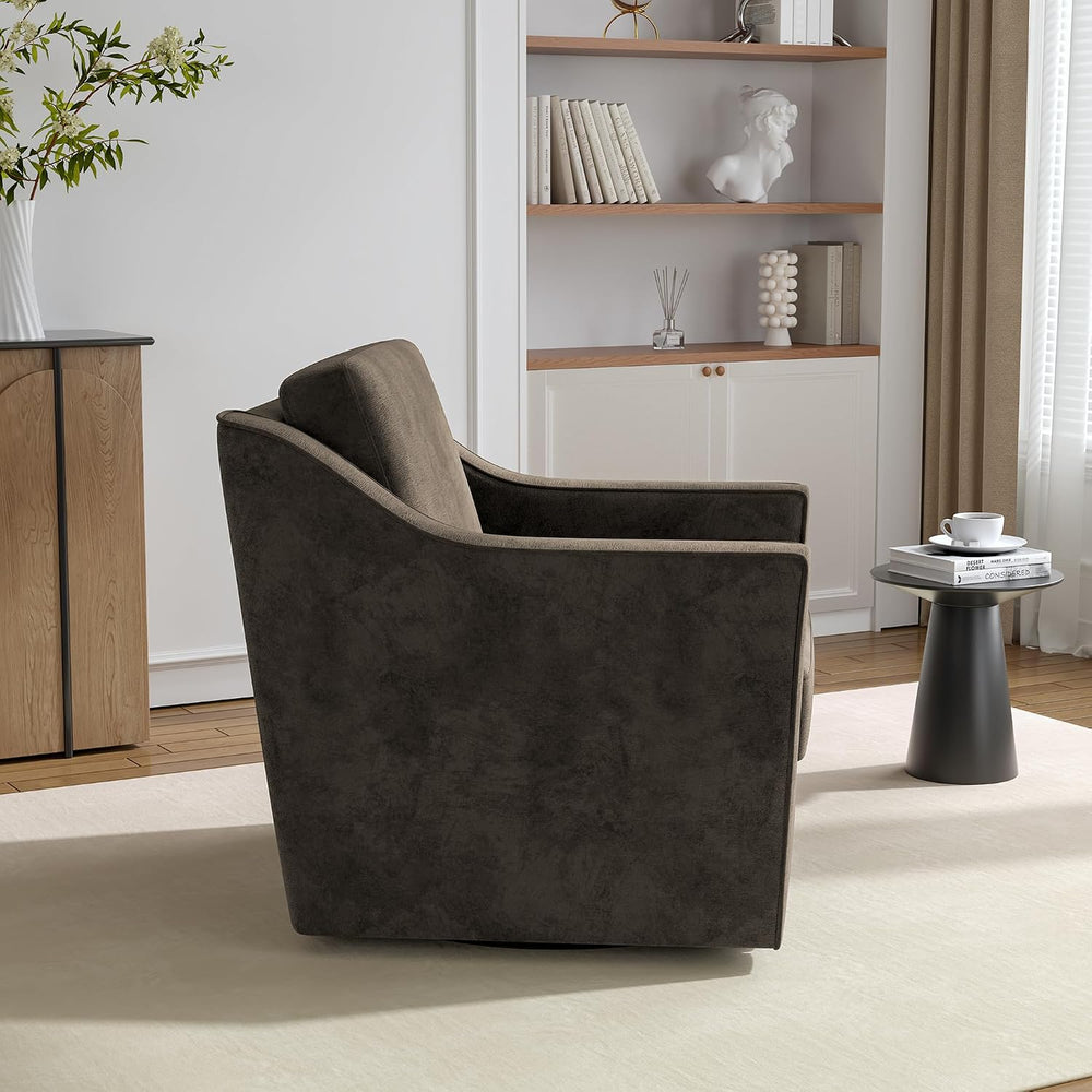 Swivel Accent Chairs Set of 2, 360° Swivel Armchairs, Light Coffee
