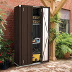 AECOJOY Outdoor Storage Cabinet Waterproof with Shelves, Vertical Tall Garden Outdoor Cabinet, Sheds & Outdoor Storage Clearance Cabinet Weatherproof for Outside in Brown