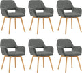 Mid Century Modern Dining Chairs Set of 6 & 4 & 2 Comfy Accent Chair Upholstered Kitchen Dining Living Room Chairs for Bedrooms Waiting Room Home Arm Desk Chair No Wheels (Wool Dark Gray, 6)