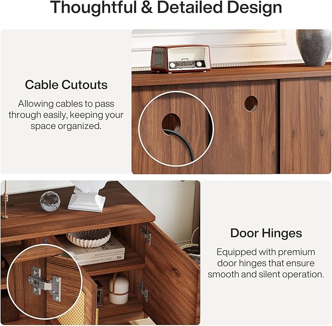 Tribesigns 70.9" TV Stand for Living Room, Mid Century Modern Entertainment Center with 6-Tier Storage Shelf, Wood Long Media Console Television Stands Cabinet for TVs Up to 80 Inches