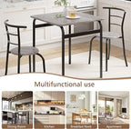 VECELO Dining Table Set for 2, 3-Piece Modern Dinette with Chairs for Small Space, Kitchen, Breakfast Nook, Rustic Grey