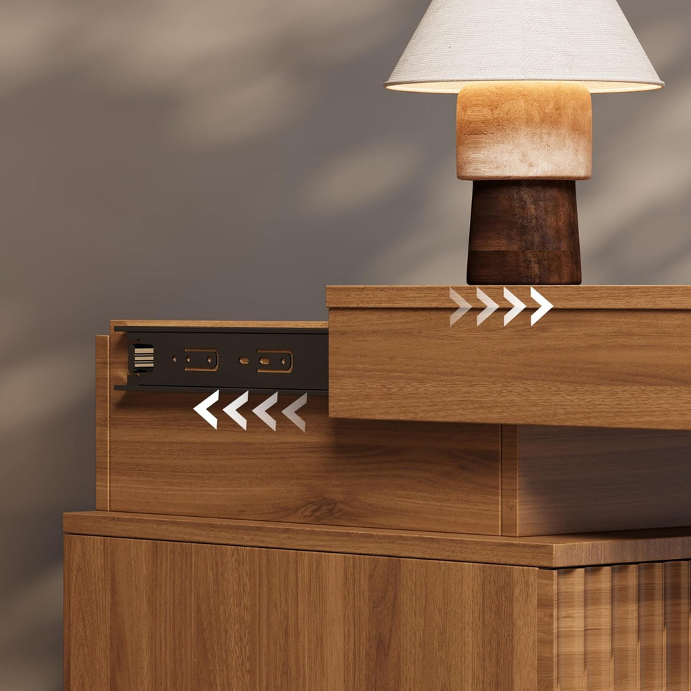 Nightstand Set of 2 for Bedroom, LED Nightstand with 3 Drawers and Charging S...