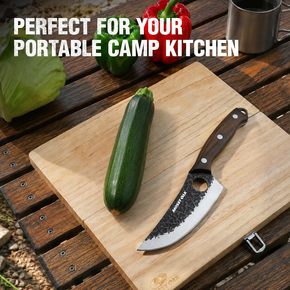 Mossy Oak 6-Inch Hand Forged Chef Knife with Foldable Cutting Board