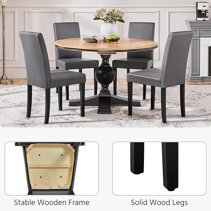 Yaheetech Dining Chairs Set of 2 Faux Leather Modern Dining Room Chairs with ...