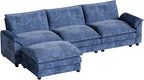 Homall 119" Modular Sectional Sofa, L Shaped Sofa Couch with Reversible Ottoman, DIY Combination Chenille Deep 3-Seat Cloud Couch for Living Room, Apartment (Dark Blue, L Shaped Sofa)