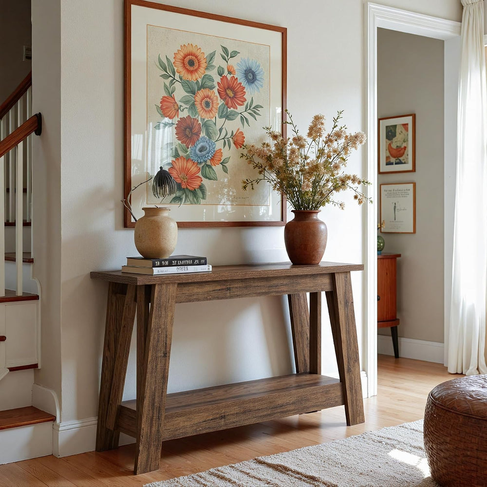 Tribesigns 41.3-Inch Farmhouse Entryway Table, 2-Tier Narrow Console Table Be...