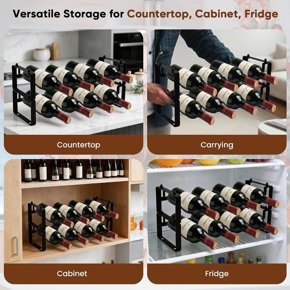 Wine Rack for Countertop – Stackable Freestanding Bottle Organizer for Kitche...