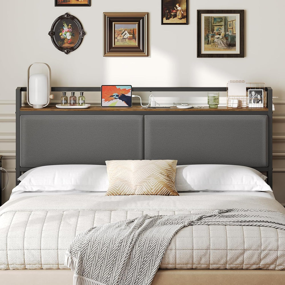 YATINEY Queen Size Headboard Only, Head Board with Sliding Charging Station, ...