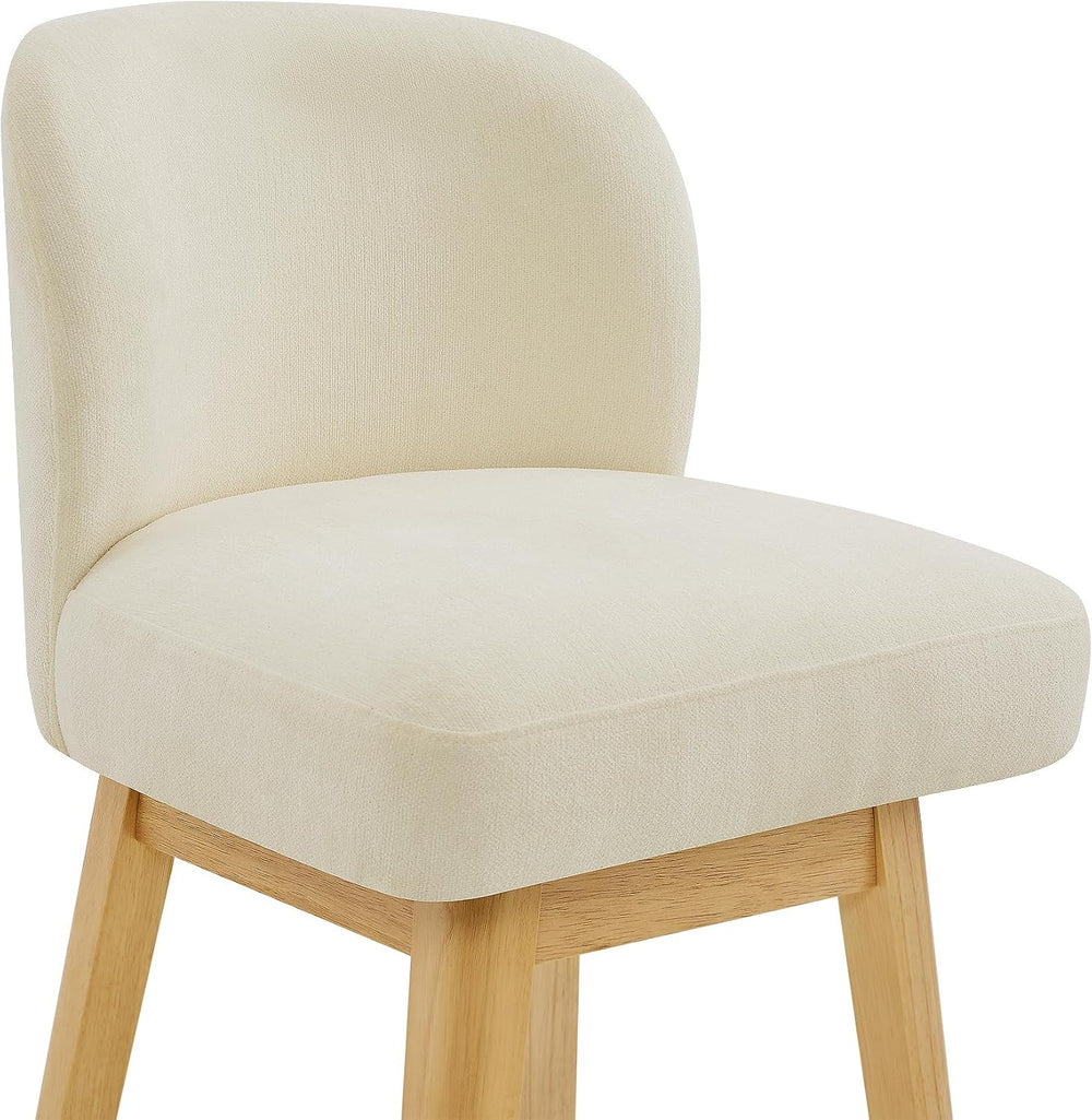 CHITA 26.8" Swivel Counter Stool, Set of 2, Cream Chenille