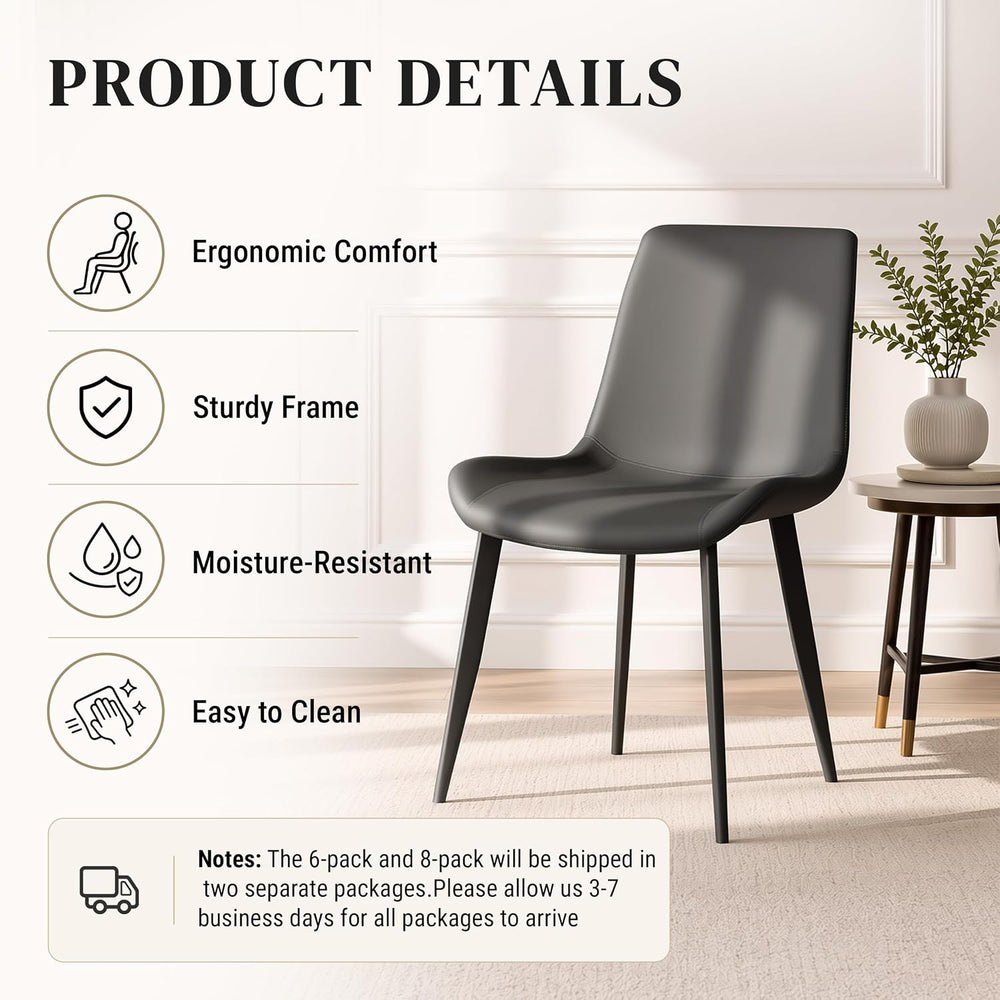 Modern Dining Chairs Set of 6, PU Leather Dining Room Chairs, Upholstered Kit...