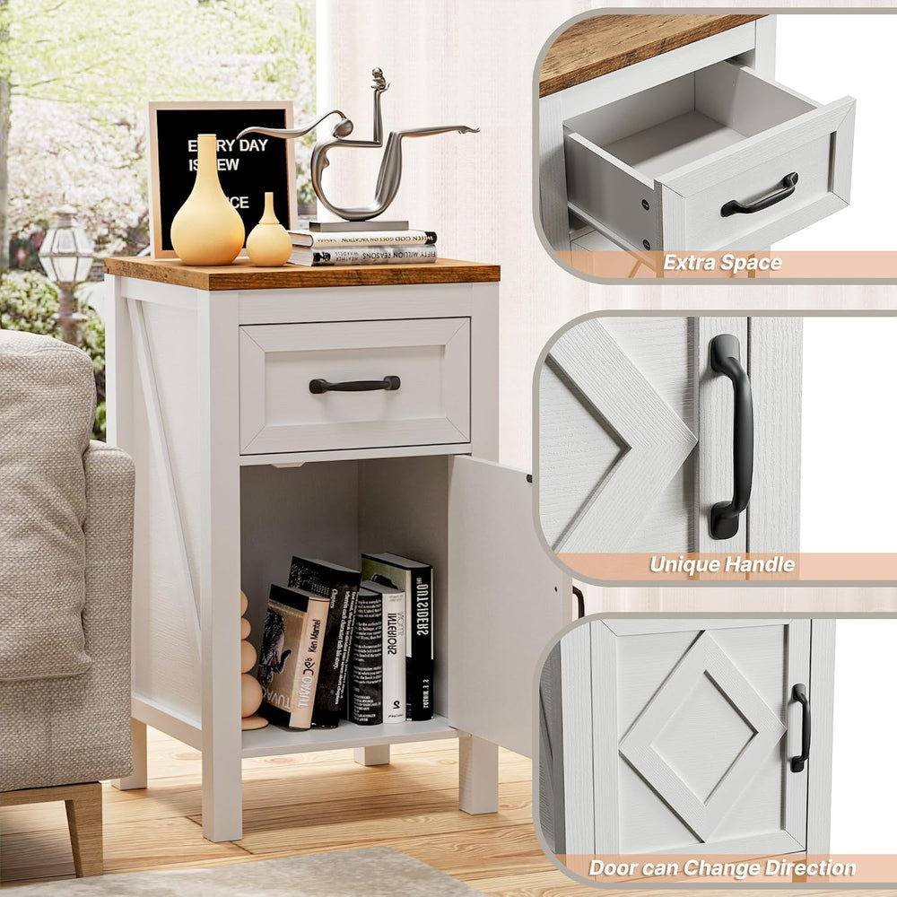 BVIUNTWO Set of 2 End Table, Modern Farmhouse Sofa Table Rustic Nightstand wi...
