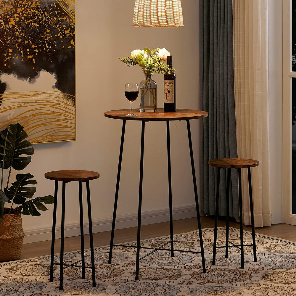 VECELO 3 Piece Pub Table and Chairs Sets Counter Height Bistro Bar Sets with ...