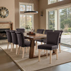 CHUN YI Dining Chairs Set of 8, Faux Leather Upholstered Dining Room Chairs with Nailhead Trim and Wood Legs, Mid Century Modern Parsons Side Chairs for Kitchen, Brown