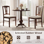 Giantex Wooden Dining Chairs Set of 2, Upholstered Kitchen Chairs with Solid Rubber Wood Frame, Hollowed Backrest & Soft Padded Seat, Armless Dining Chairs for Kitchen, Dining Room, Brown & Beige