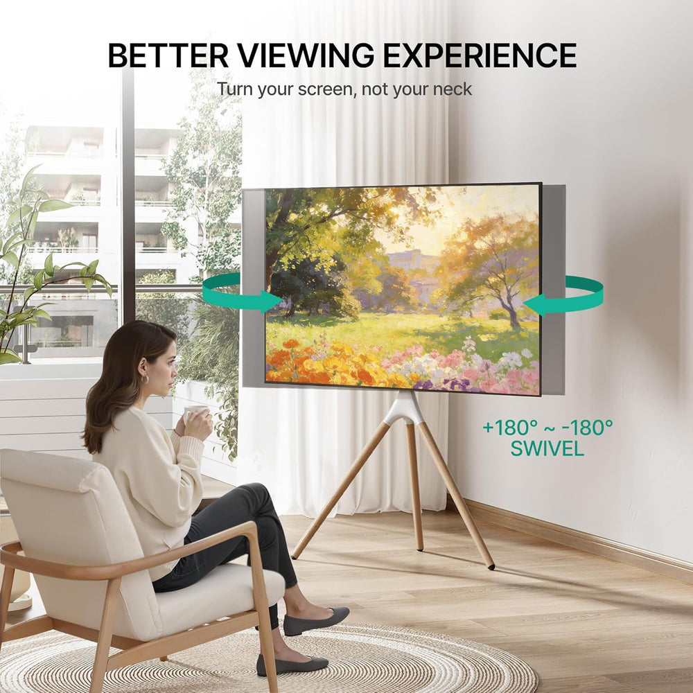 Artistic Easel TV Stand for 43-65 Inch TVs, 180° Swivel Tripod TV Stand up to...