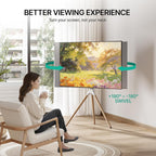 Artistic Easel TV Stand for 43-65 Inch TVs, 180° Swivel Tripod TV Stand up to 88 lbs, Floor TV Mount with Cable Management for Bedroom, Living Room and Corner, Max VESA 600x400mm, White