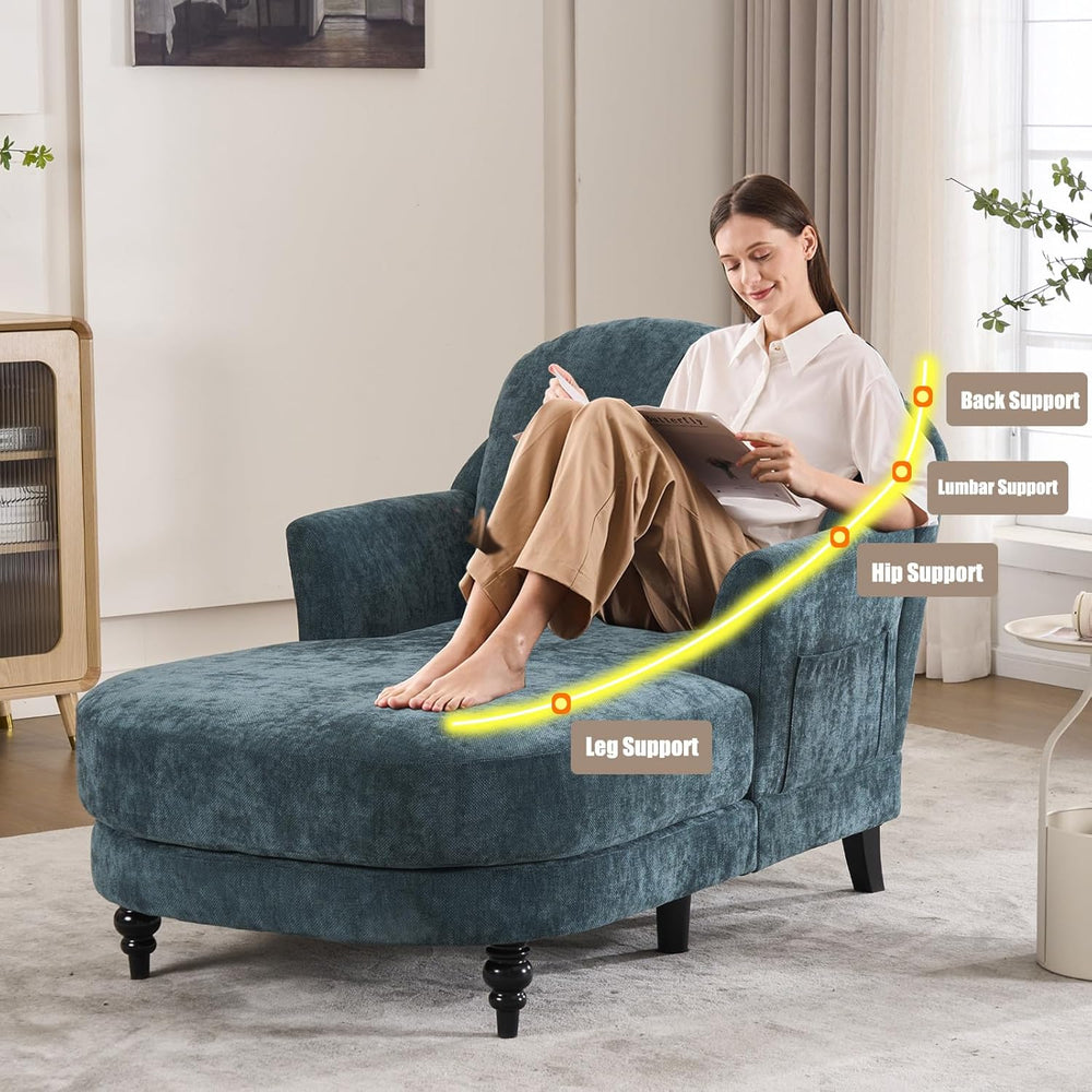 Chaise Lounge Chair Indoor, 59.8" Oversized Couch Reading Chairs, Chenil...