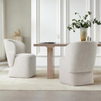 Upholstered Dining Chair with Casters No Assembly Linen DeakChair Wingback Single Sofa for Kitchen Diningroom Bedroom Readingroom,1 PCS,Linen