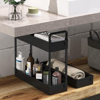 SOLEJAZZ Slim Rolling Storage Cart with Wheels 3 Tier Skinny Bathroom Storage Organizer Thin Laundry Room Utility Cart Space-Saving for Bedside Kitchen Office Small Narrow Places, Black