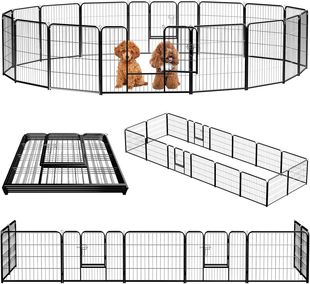 NEWBULIG Dog Playpen Indoor 24 Inch 16 Panels, Metal Outdoor Dog Fence Pen