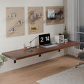 IAE Wall Mounted Folding Table with Pine Wood,60" x 16" Floating Wall Desk,Laundry Folding Table with Shelf Brackets,Fold Down Desk Shelf,Folding Workbench for Home,Dining,Laundry Room,Kitchen,Brown