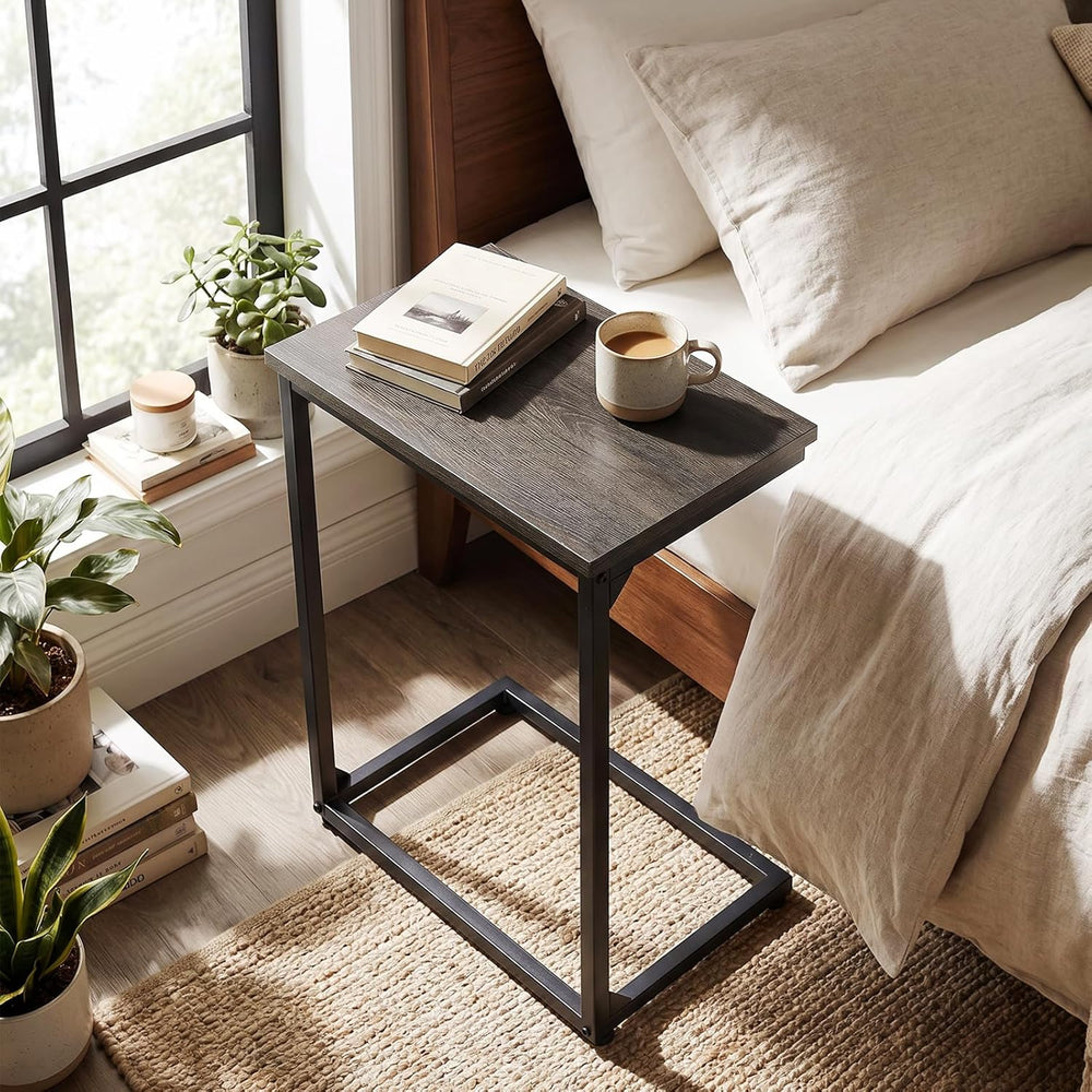 AMHANCIBLE C Shaped End Tables Set of 2, Couch Side Tables that Slide Under S...