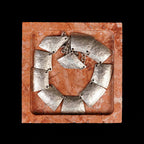 Natural Travertine Marble Square Jewelry Tray, 4.9" – Decorative Stone Accessory Dish for Rings, Earrings, Necklaces, Perfume and Keys, Gift for Women (Red)
