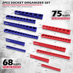 12-Piece 1/4" 3/8" 1/2"-Drive SAE & Metric Magnetic Socket Organizer Set (Holds 143 Sockets) -Detachable Tool Tray with 5mm Magnetic Base for Garage/Home(Sockets Not Included)