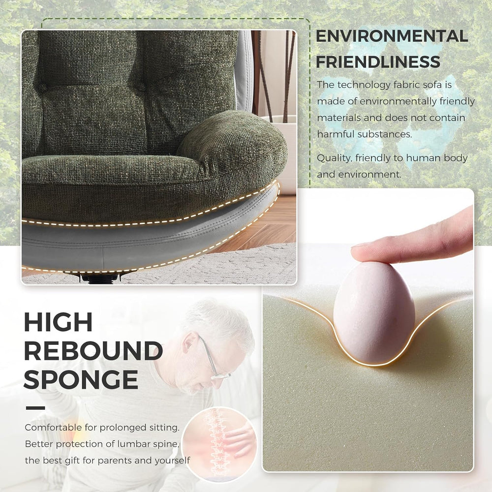 Chenille Rocking Swivel Accent Chair Set of 2 with Ottoman, 360° Oversized Me...