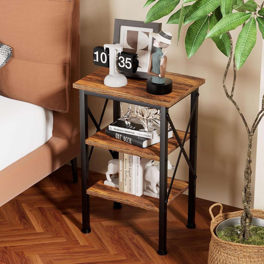 VECELO Modern Nightstands X-Design Side End Table Night Stand with Storage Sh...