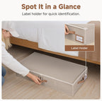 StorageWorks Underbed Storage with Lid, 2-Pack Under Bed Storage Containers for Clothes, Bedding, and Sweaters, Taupe