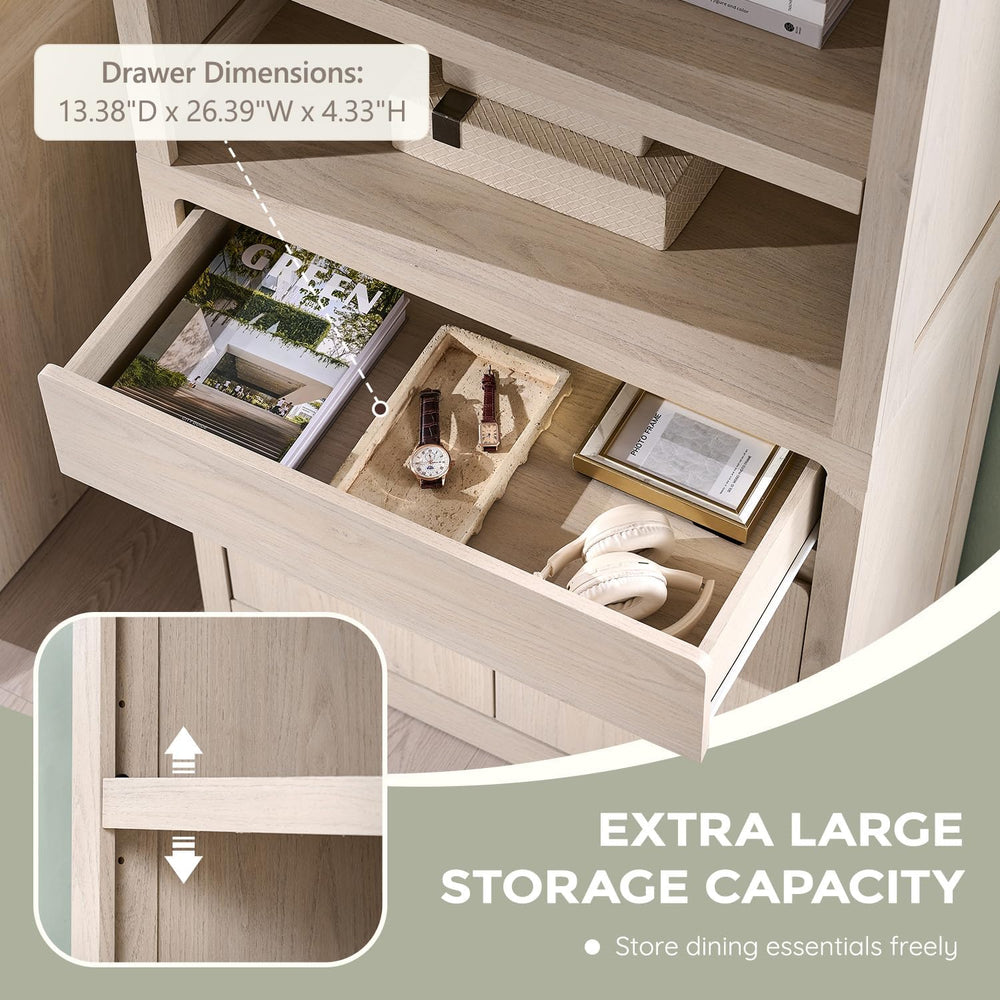 72" Tall Kitchen Pantry Cabinet, Wood Pantry Storage Cabinet w/Drawer, H...