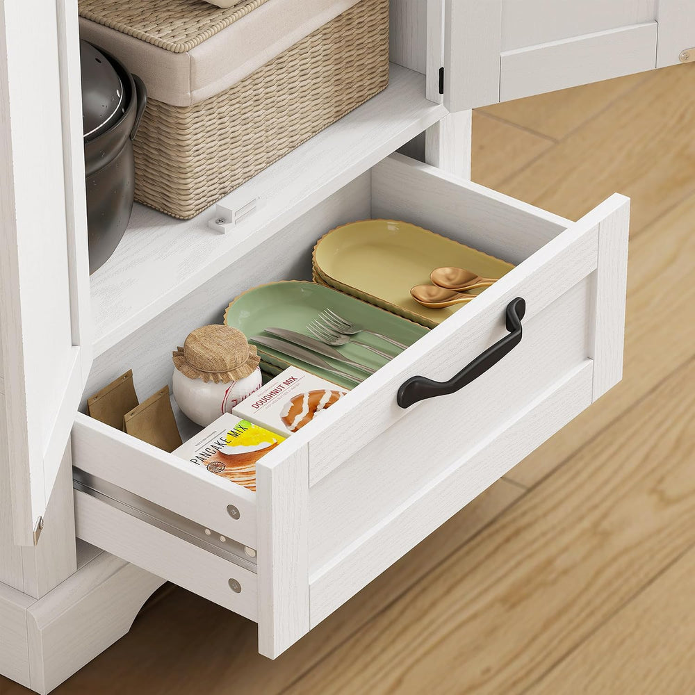 HOMCOM 71" Tall Kitchen Pantry Storage Cabinet Barn Doors Drawer White |...
