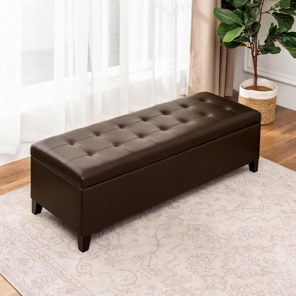 Joveco 51 Inch Storage Bench,Leather Tufted Storage Ottoman with Legs | Safet...