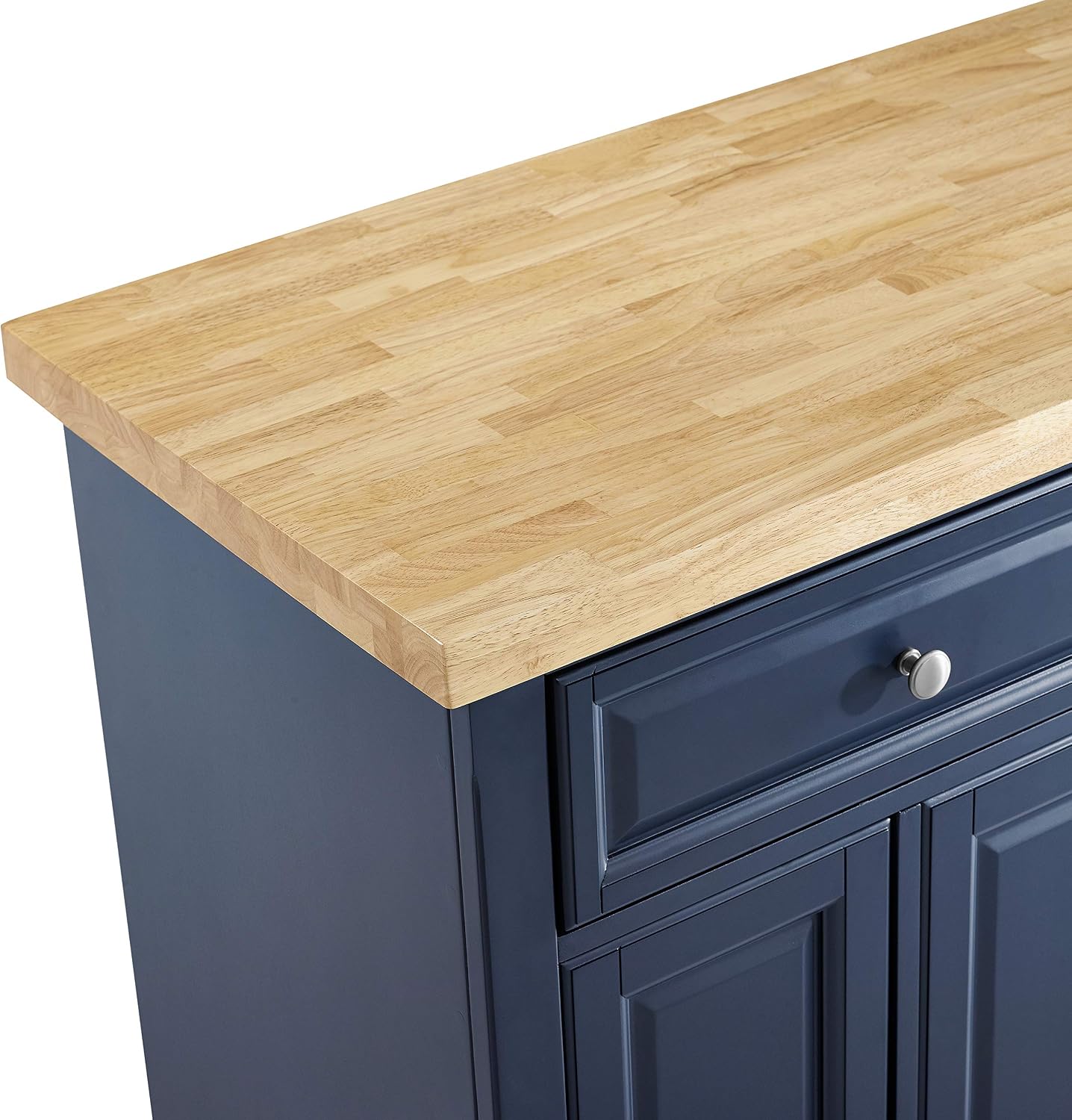 Crosley Furniture Madison Madison Rolling Kitchen Island Cart, Microwave Stand, Coffee Bar, with Shelves and Drawers, Navy