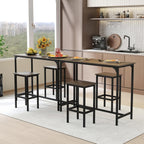 COSTWAY 3-Piece Dining Table Set, 47.5" Industrial Counter-Height Kitchen Table and 2 Bar Stools, High Top Rectangular Pub Table and Chairs for Dining Room Small Place Breakfast Nook Bistro (Grey) | w/ 2 Bar Stools, High Top Rectangular Pub Table and