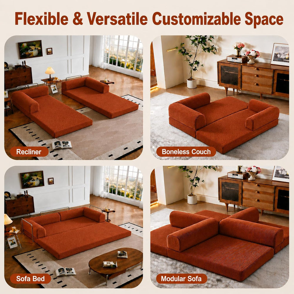 WHGBJA 79" 5 in 1 Convertible Sofa Bed Couch, Modular Sectional, Lovesea...