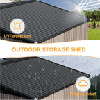 Aoxun 10 x 12FT Outdoor Storage Shed with Double Hinged Large Door Utility Garden Shed with Lockable Door & Sloped Roof Metal Sheds Outdoor Storage for Garden, Backyard, Patio and Backyard, Brown