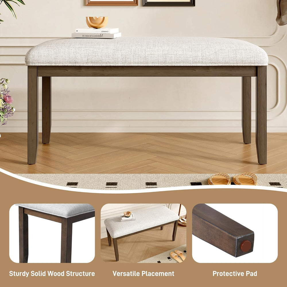 38-inch Small Upholstered Dining Bench, Vintage Wooden Bench Indoor, Entry Wa...