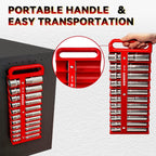 Magnetic Socket Holder Set with Handle, Portable Socket Organizer, Heavy Duty Socket Racks 1/2" Drive Holders Hold 22 standard Sockets for Tool Box (Red, 1/2" Drive)