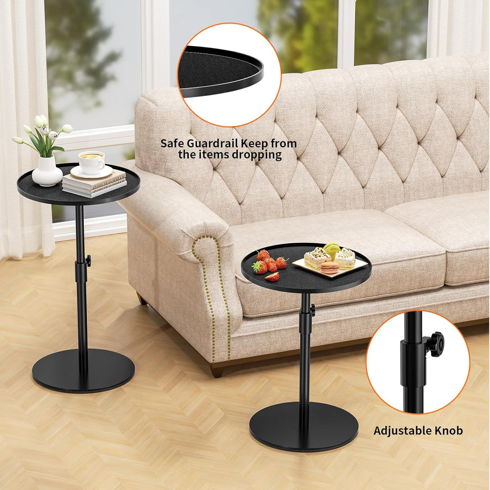 Metal End Table, Height Adjustable Side Tables Living Room, Small Side Table ...