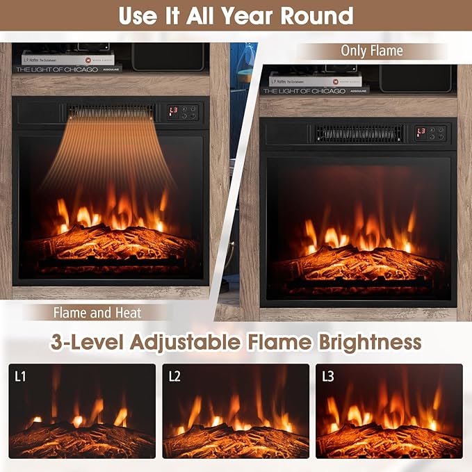 RELAX4LIFE Corner Fireplace TV Stand - Electric Fireplace Entertainment Cente...